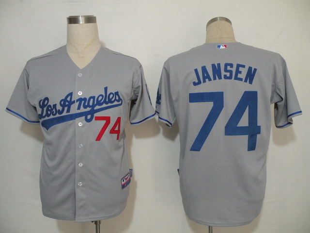 Dodgers #74 Kenley Jansen Grey Cool Base Stitched MLB Jersey - Click Image to Close
